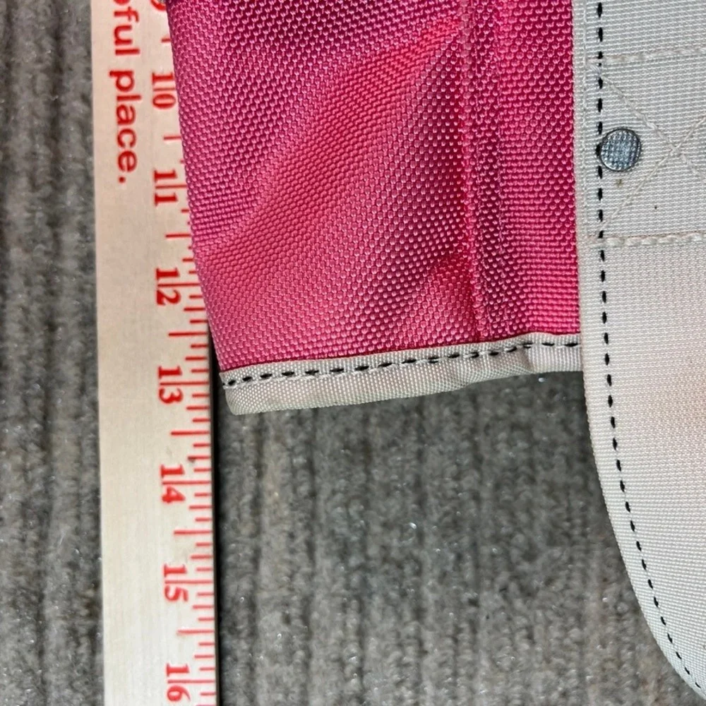 Lands End Pink Canvas Tote Bag Monogram LSV Zip Top Medium Travel Beach Bag